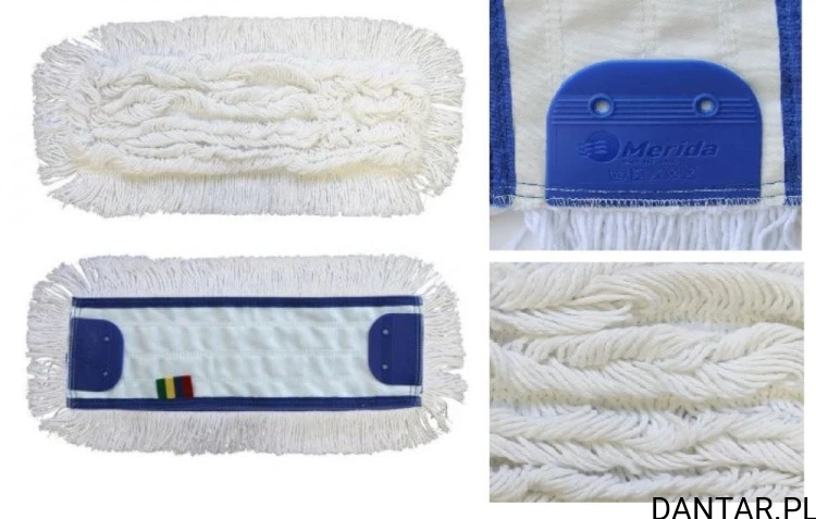 Mop 40cm językowy bawełna klips bielony z otworami Merida