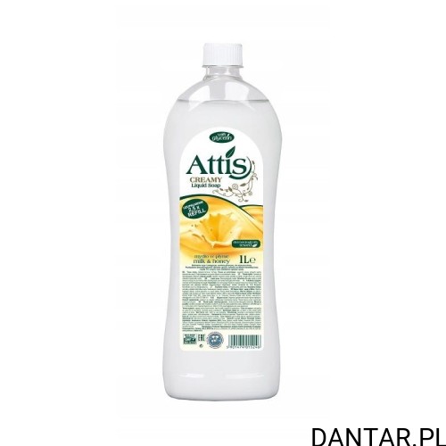 Mydło w płynie mleko i miód 1l Attis zapas  a1/9