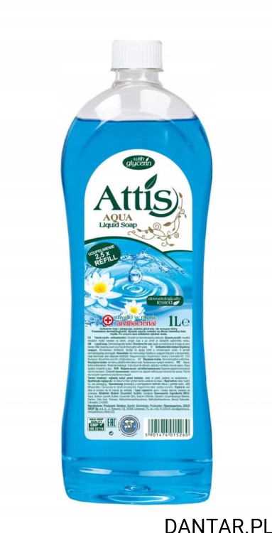 Mydło w płynie antybakteryjne 1l Attis zapas  a1/9