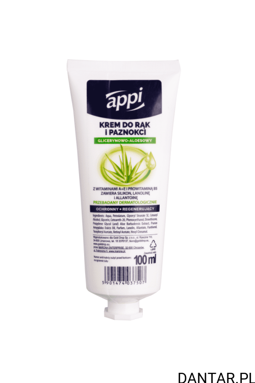 Krem do rąk glicerynowo-aloesowy z witaminami A+E i prowitaminą B5 Appi 100ml  a1/85
