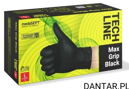 Rękawice nitrylowe L czarne Max grip black a100