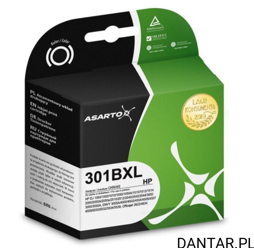 Tusz do HP kompatybilny zamiennik 301BXL  AS-H301BKXL Asarto