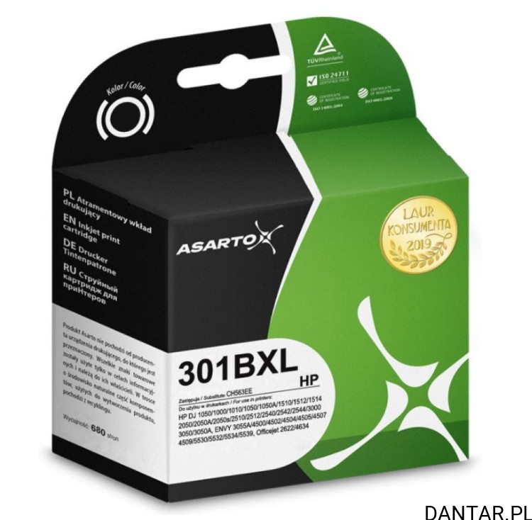 Tusz do HP kompatybilny zamiennik 301BXL  AS-H301BKXL Asarto