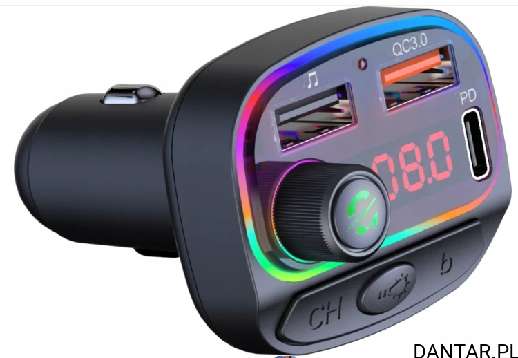 Ładowarka samochodowa z tunerem radiowym QC3.0 = PD18W C14
