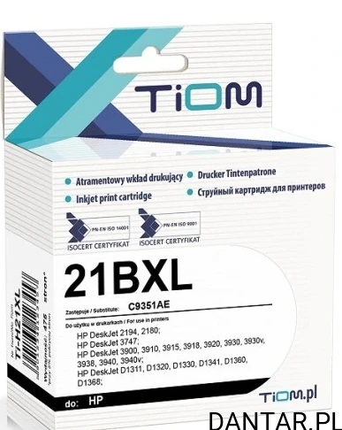 Tusz do HP  zamiennik kompatybilny 21 XL czarny C9351AE TI-H21XL Tiom
