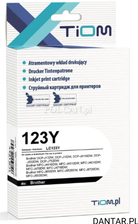 Tusz do brother kompatybilny zamiennik LC123Y yellow 20ml Tiom