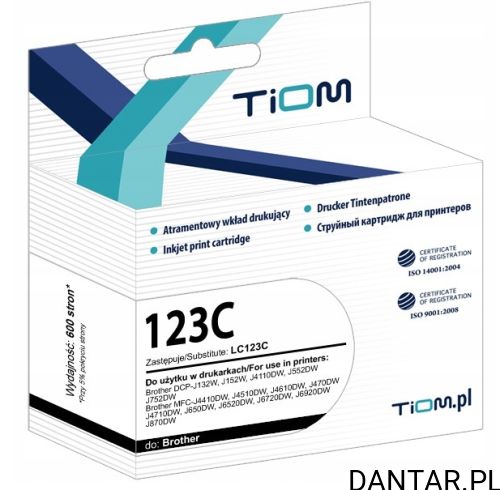 Tusz do brother kompatybilny zamiennik LC123C cyan 20ml Tiom