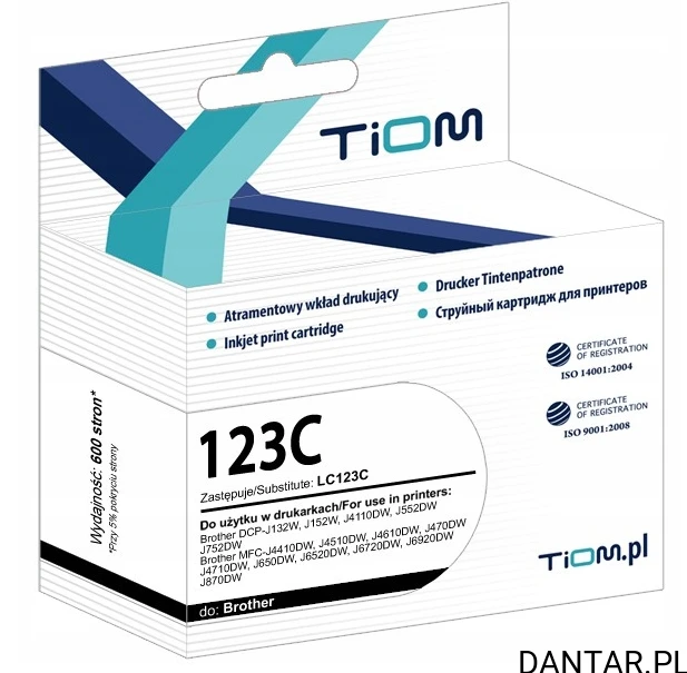 Tusz do brother kompatybilny zamiennik LC123C cyan 20ml Tiom