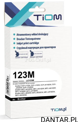 Tusz do brother kompatybilny zaminennik LC123M magenta 20ml Tiom