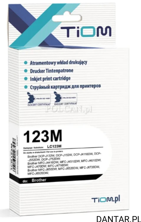 Tusz do brother kompatybilny zaminennik LC123M magenta 20ml Tiom