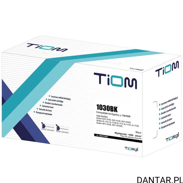 Toner do Brother kompatybilny zamiennik TN1030 |HL-1110E/DCP-1510E | 1000str. | black Tiom 