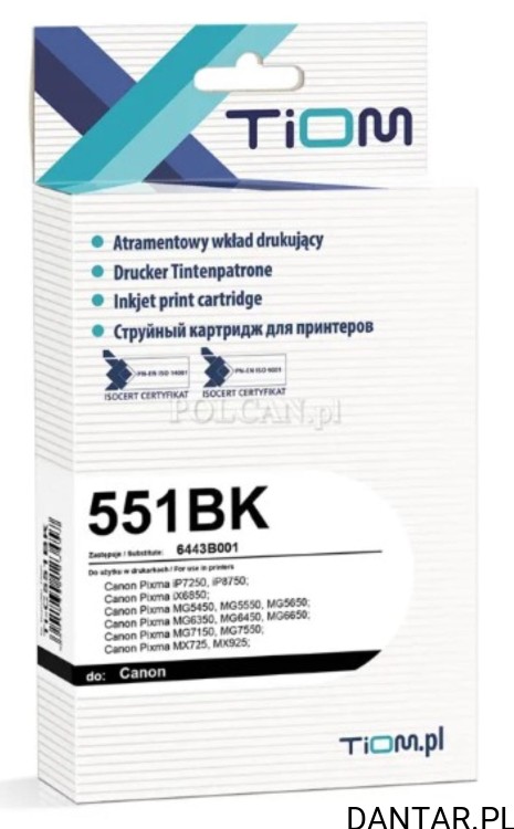 Tusz do Canon kompatybilny/zamiennik  551BK Tiom
