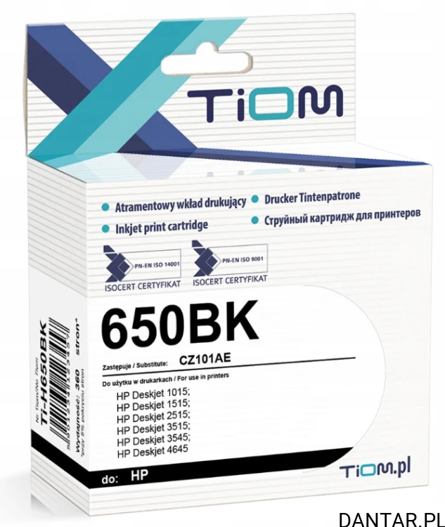 Tusz HP 650 BK CZ101AE 730STR czarny Tiom
