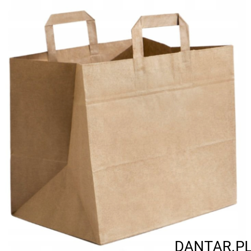 Torba papierowa brązowa cateringowa z płaskim uchwytem 320x220x250 a250 30940