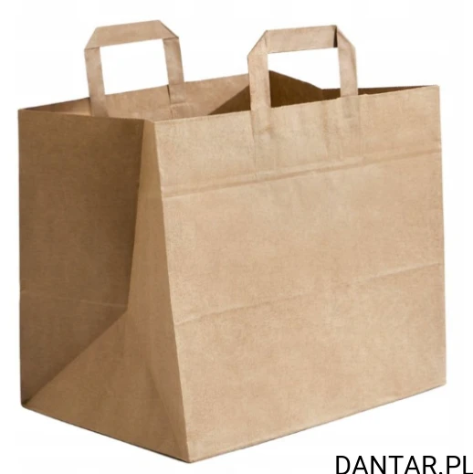 Torba papierowa brązowa cateringowa z płaskim uchwytem 320x220x250 a250 30940