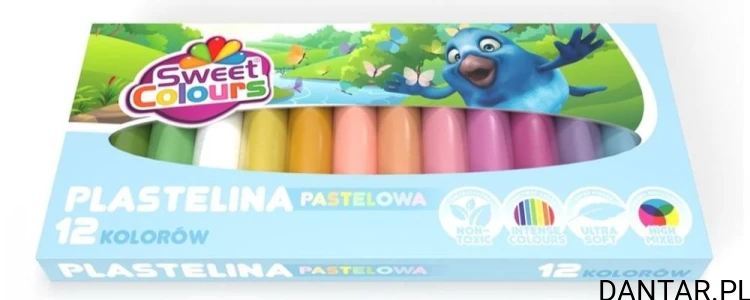 Plastelina 12 kolorów pastelowa kwadratowa Sweet Colours a12/5