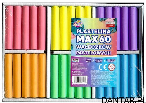 Plastelina max 60 wałeczków pastelowych Sweet Colours a60
