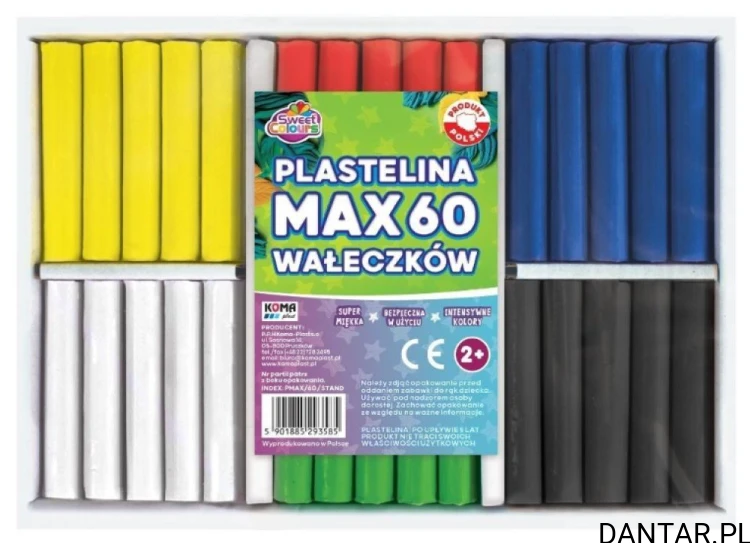 Plastelina max 60 wałeczków Sweet Colours a60