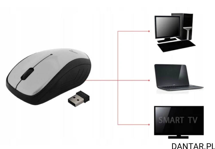 Myszka optyczna bezprzewodowa Art AM92B srebrna