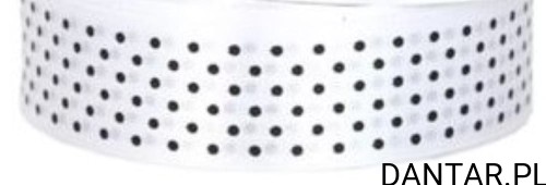 Wstążka satynowa 25mmx22m biała w czarne kropki