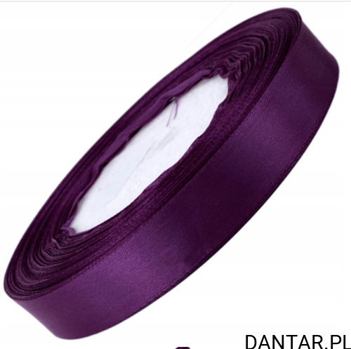 Wstążka satynowa 25mmx22m śliwkowa z brokatem