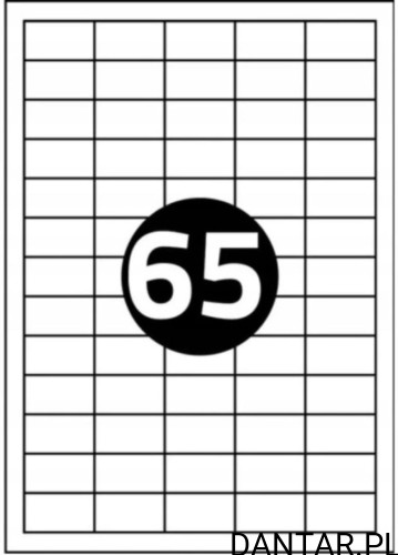 Etykieta samoprzylepna A4 38x21,2 a100/10 dziel. 65
