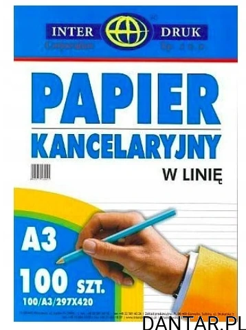 Papier kancelaryjny w linie A3 a100