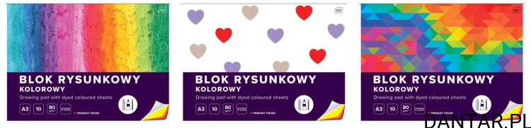 Blok rysunkowy A3 barwiony w masie 10k 80g Interdruk a1/10 