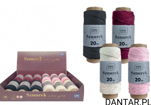Sznurek na szpulce 20m satin gold mix Interdruk a1/12