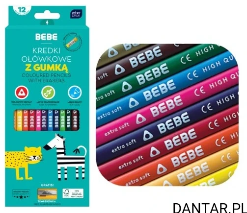 Kredki ołówkowe z gumką Bebe a12/12