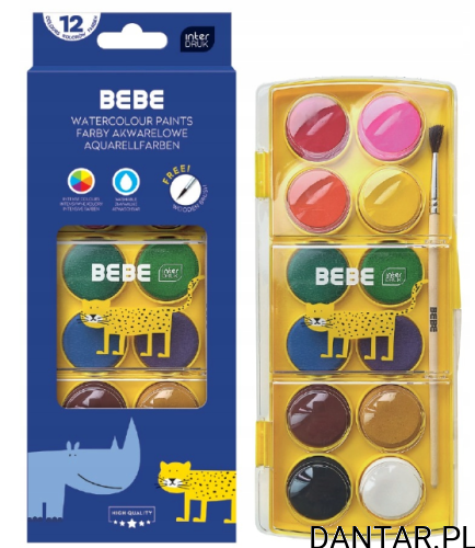 Farby akwarelowe Bebe 12 kolorów Interdruk a1/12
