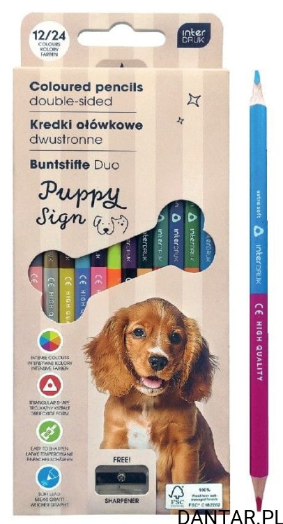 Kredki dwustronne Puppy sign a12