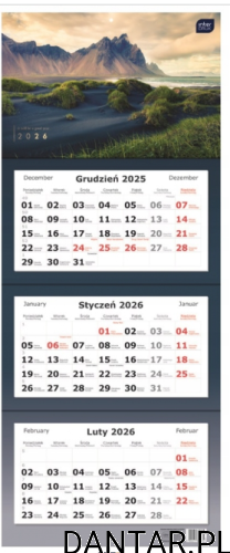 Kalendarz trójdzielny 82,5x34cm widoki Interdruk 2026