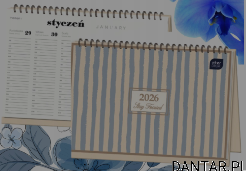 Kalendarz biurkowy tygodniowy 21x30cm paski Interdruk 2026