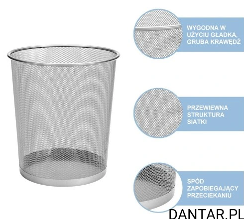 Kosz 12l na śmieci siatka srebrny D.rect