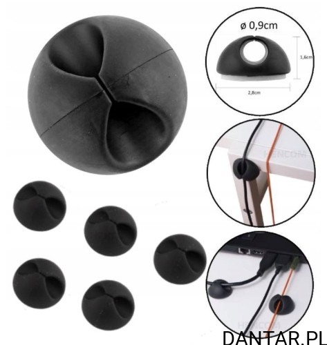 Uchwyt do kabli samoprzylepny czarny D.rect a'6