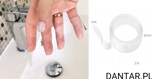 Taśma dwustronna 1mm x 20mm x 3m nano smart Leviatan 111070