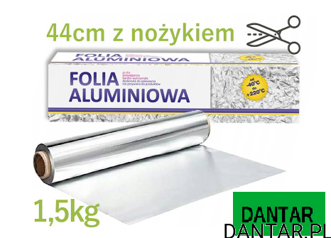 Folia aluminiowa 45cm 13mic Carina Kartonik z nożem a1/4