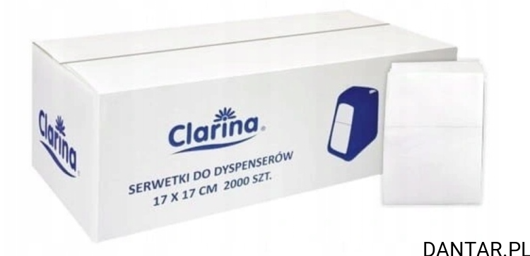 Serwetki do dyspensera 1-w,17x17cm białe Clarina 5705 a2000 /180