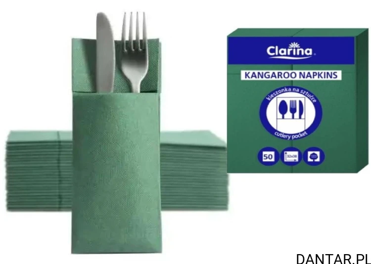 Serwetka kieszonka na sztućce ciemnozielone 32x38 2w Clarina a50/32