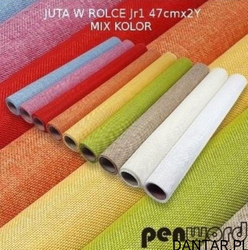 Juta w rolce 47cmx2Y mix kolorów niebieski, ,czerwony, kremowy, pomarańczowy a1