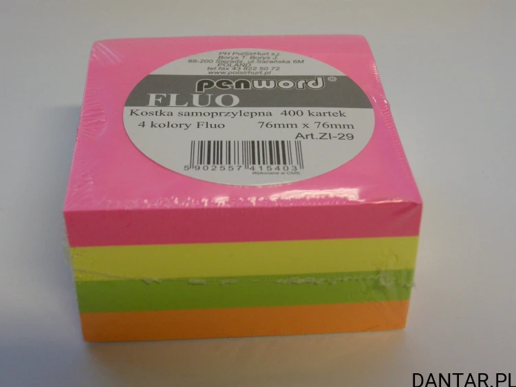 Kostka samoprzylepna fluo 76x76 400k PENWORD a1/10
