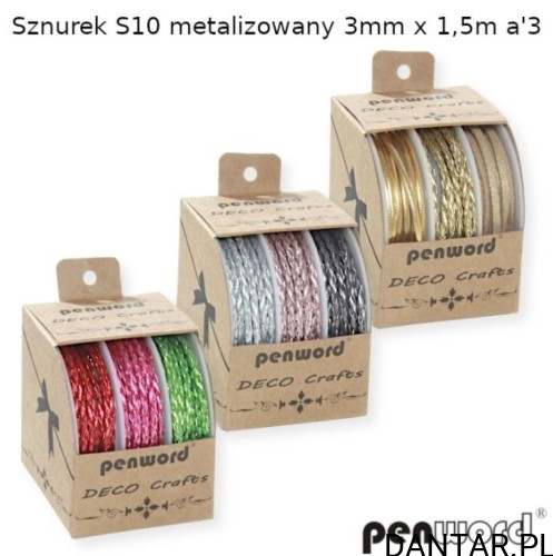 Sznurek metalizowany 3mm x 1.5m a3 S10 Penword