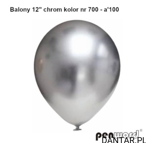 Balony chrom srebrny *12   a100 penword