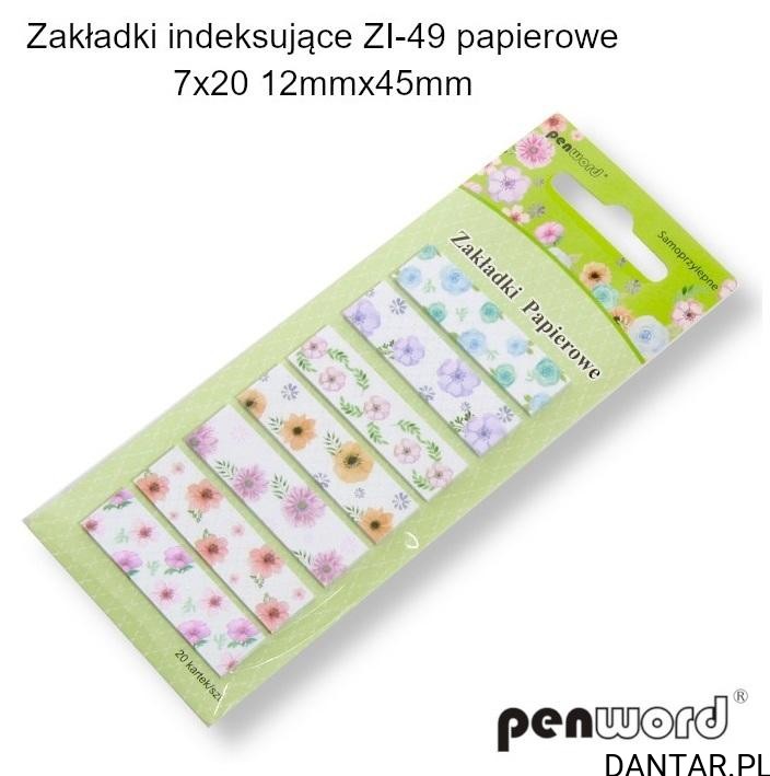 Zakładki indeksujące papierowe proste Penword 12mm x 45mm 7 wzorów a1/12