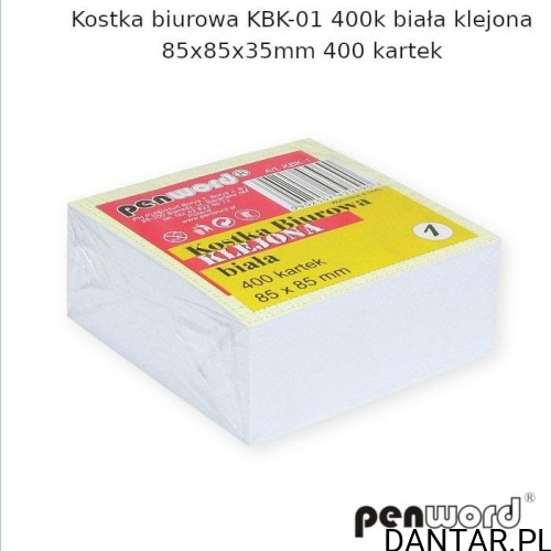 Kostka biurowa biała klejona 85x85 400k