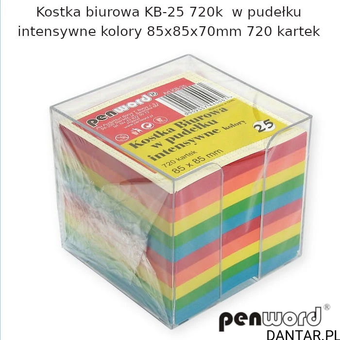 Kostka biurowa w pudełku 85x85x70 intensywne kolory 720szt  a1/6