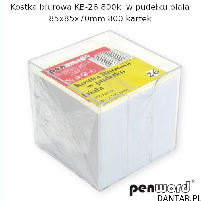 Kostka biurowa w pudełku 85x85x70 BIAŁA 800szt /6 Penword