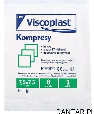 Kompresy jałowe 7,5x7,5cm a3/15 Viscoplast.