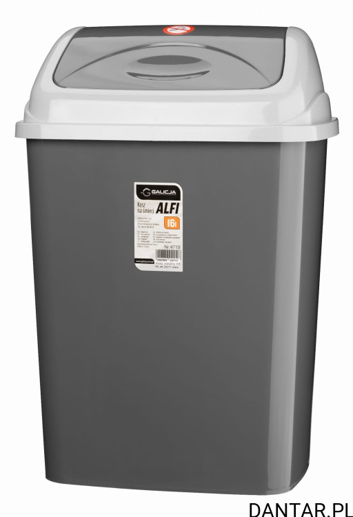 Kosz na śmieci 16l alfi szary 24211